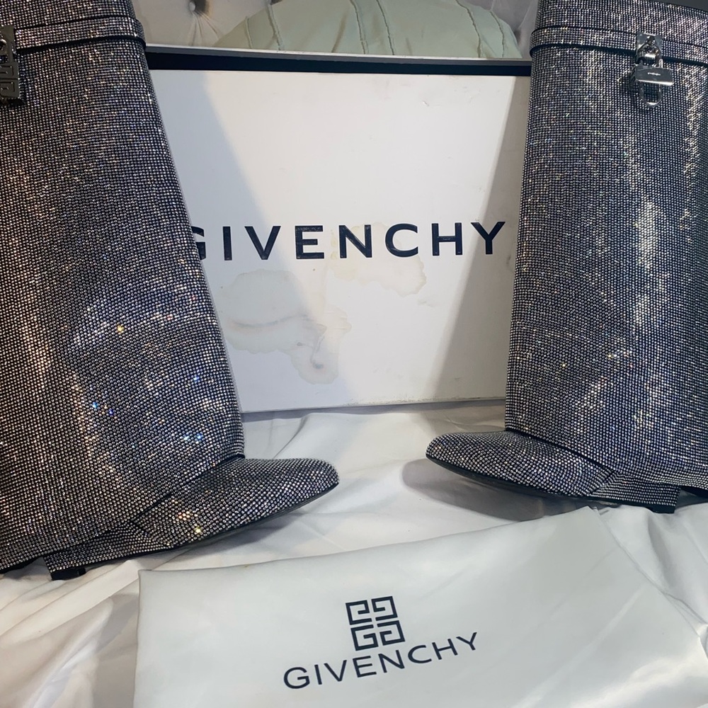 Givenchy Silver Glitter Boots